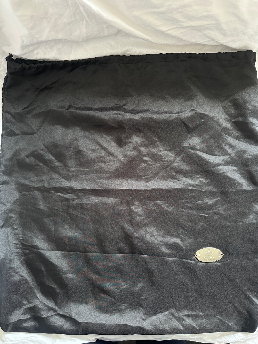 Fendi Black Dust Bag with Oval Metal Logo Plaque